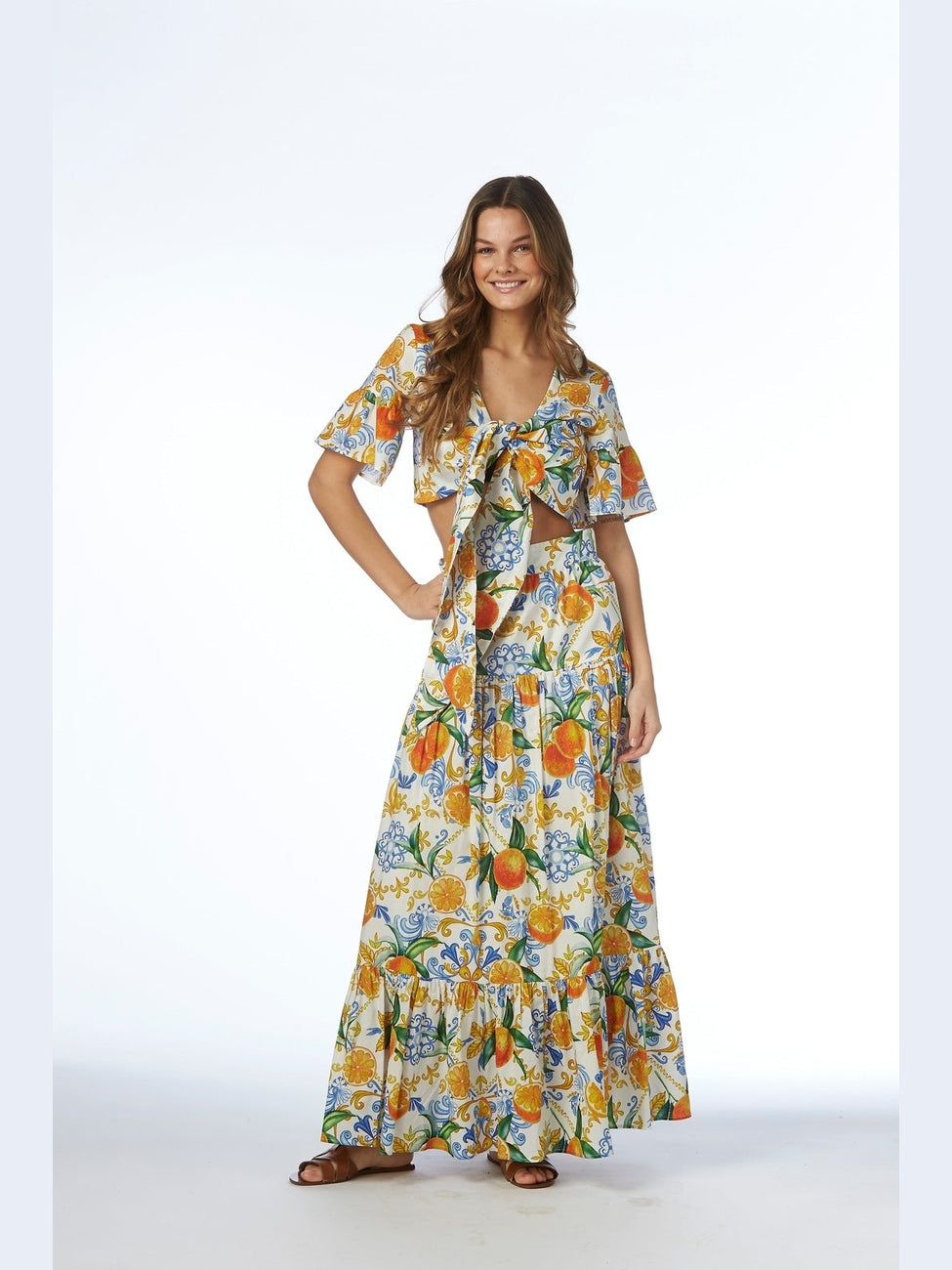 Belle top - majolica print Helene Studios