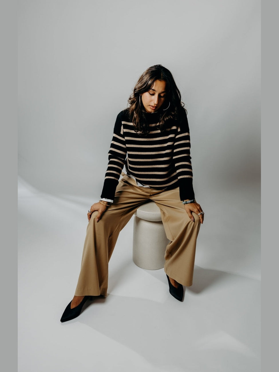 Cecilie Sweater - Black & Sand Helene Studios