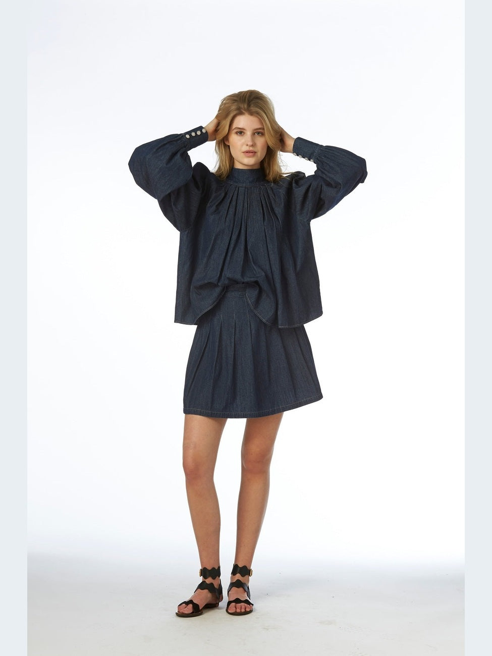 Alba denim skjørt - blue denim Helene Studios