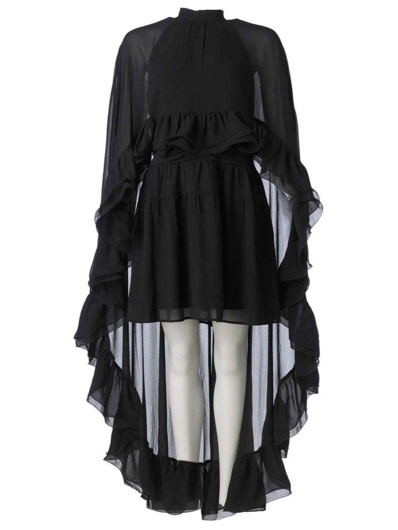 Helena Long Cape Dress - Black