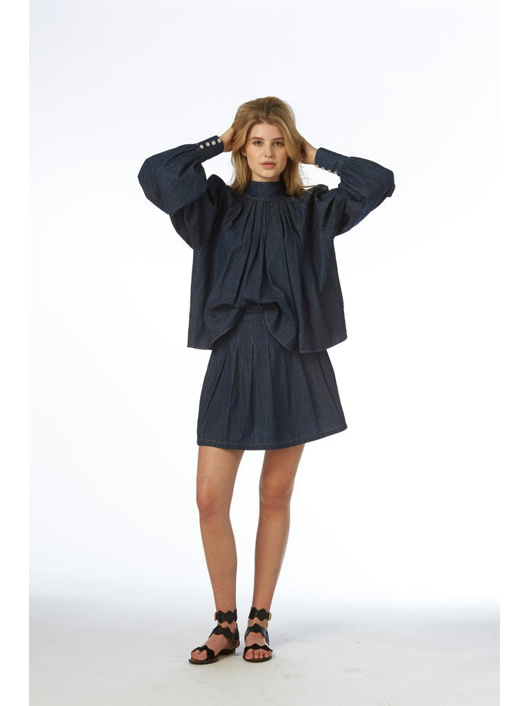 Alba denim skjørt - blue denim Helene Studios