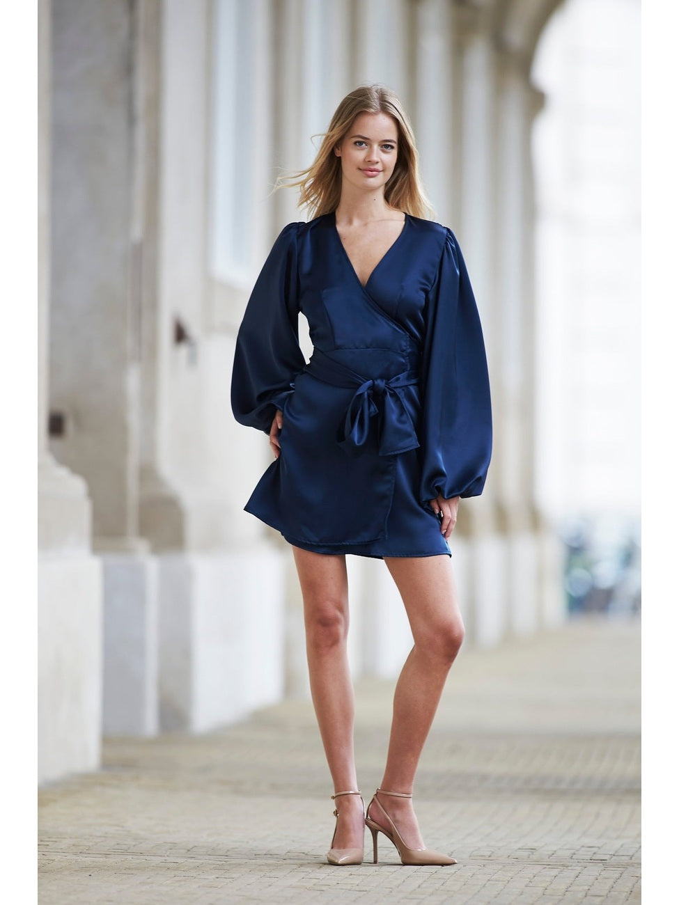 Locki Satin Dress - Navy