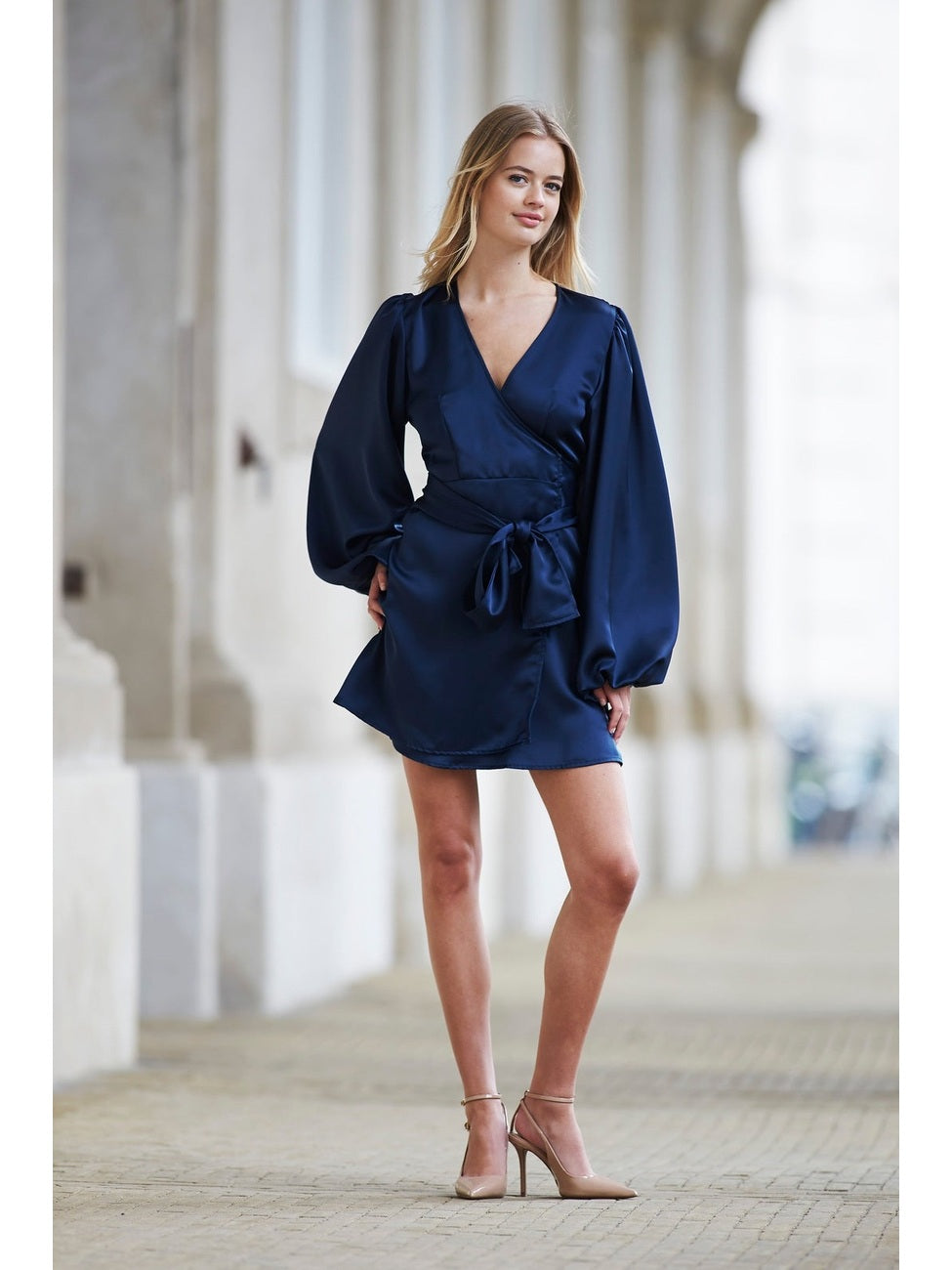 Locki Satin Dress - Navy