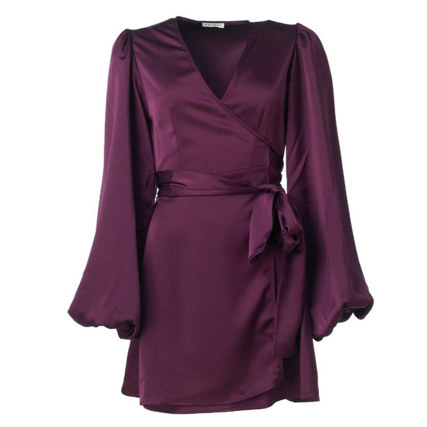 Locki Satin Dress - Maroon
