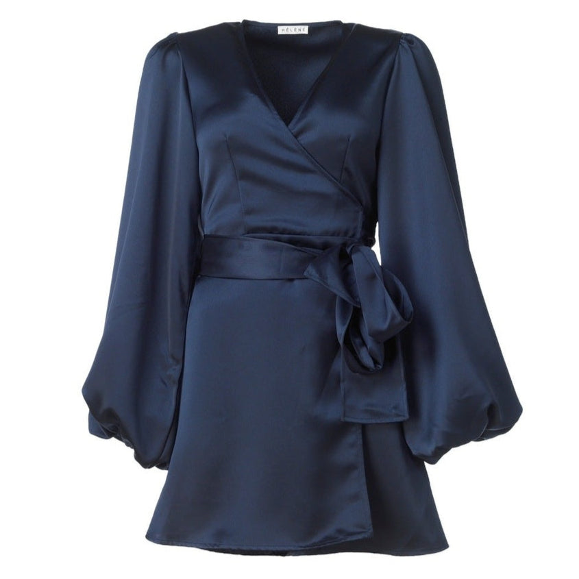 Locki Satin Dress - Navy