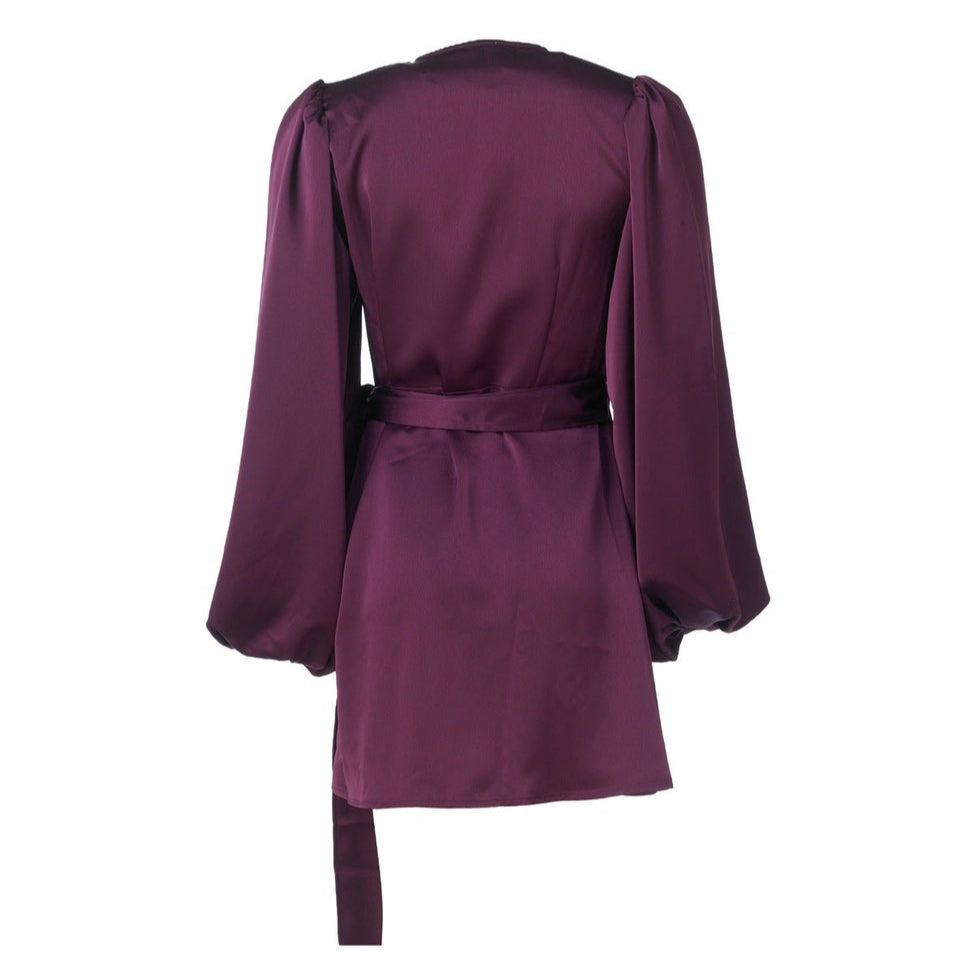 Locki Satin Dress - Maroon