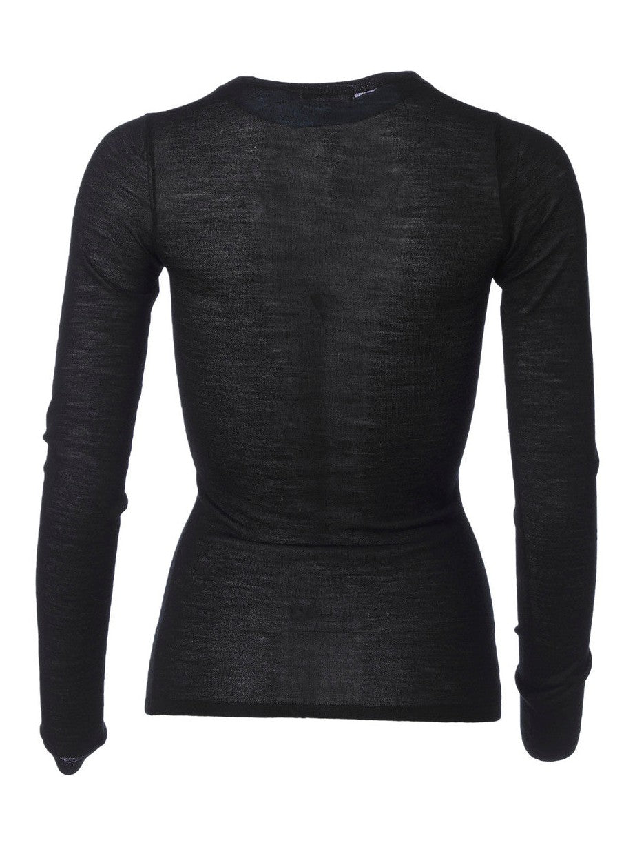 Maggie o neck merino genser - black Helene Studios