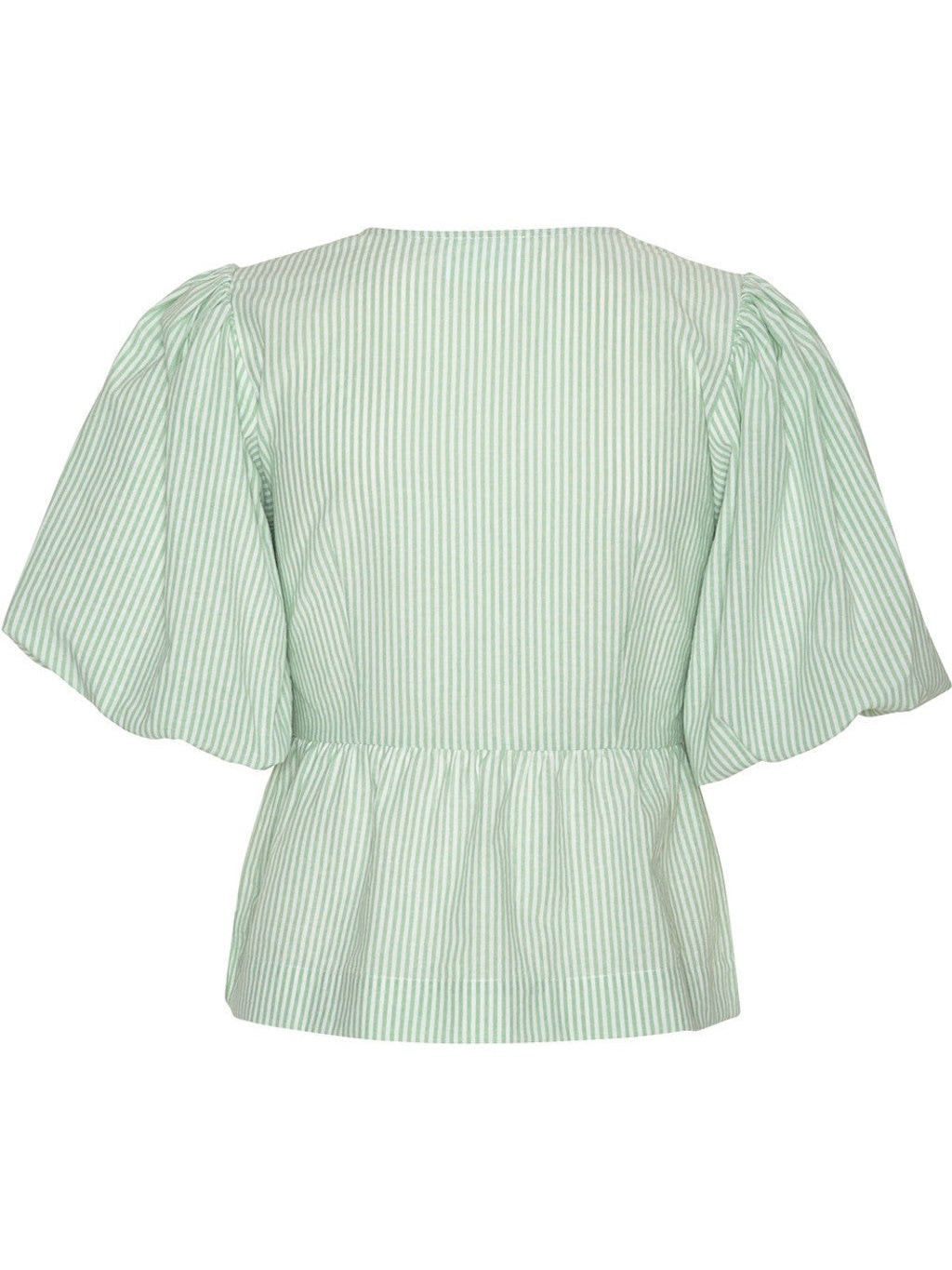 Mya bow bluse - white with green stripes Helene Studios