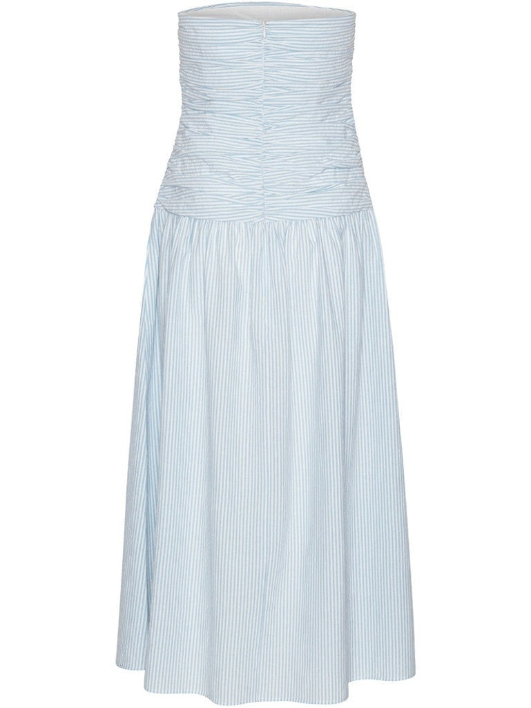 Mya Tube Dress - White with blue stripes Helene Studios