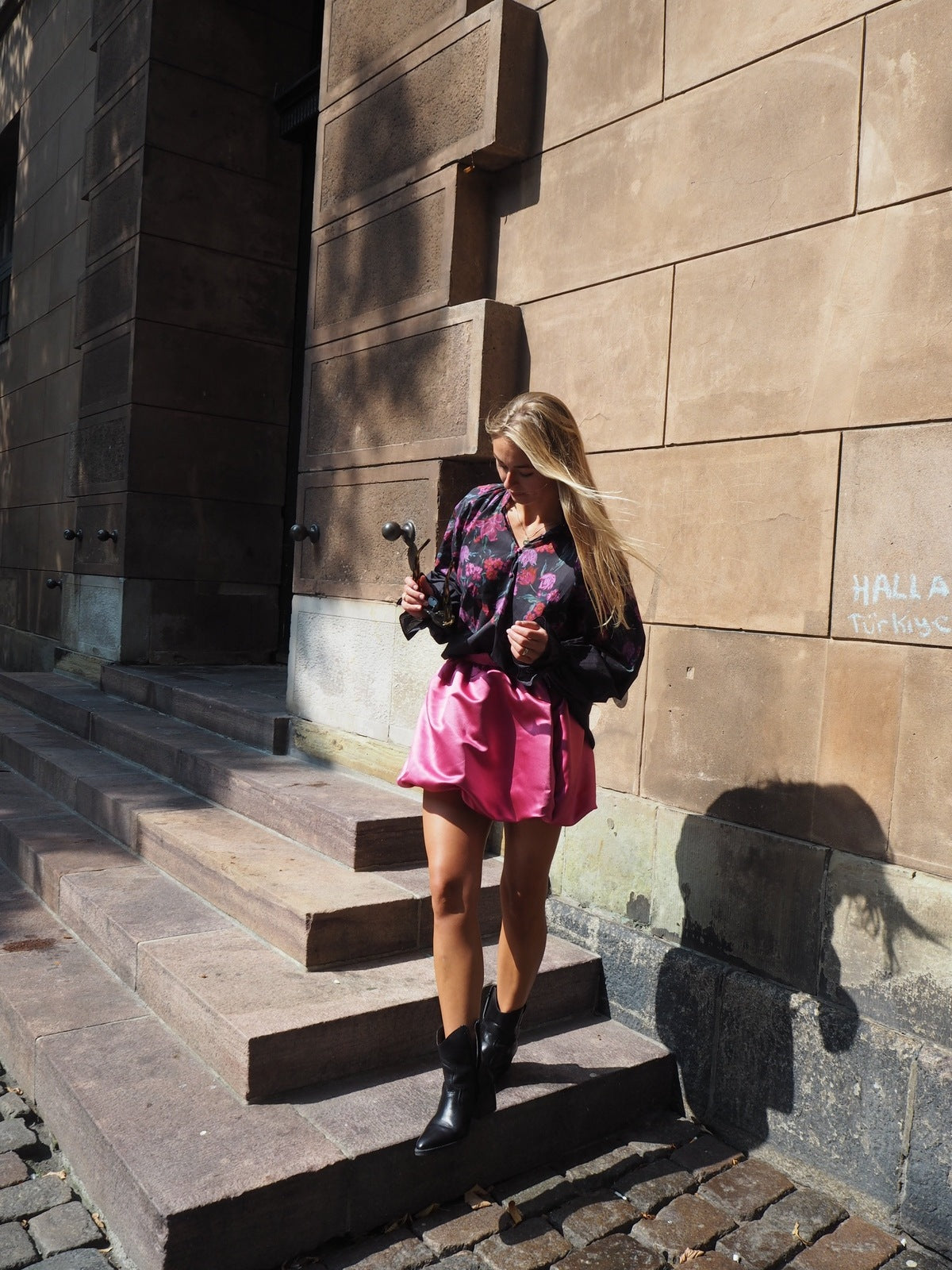 Joy Blouse - Pink/Black print Helene Studios