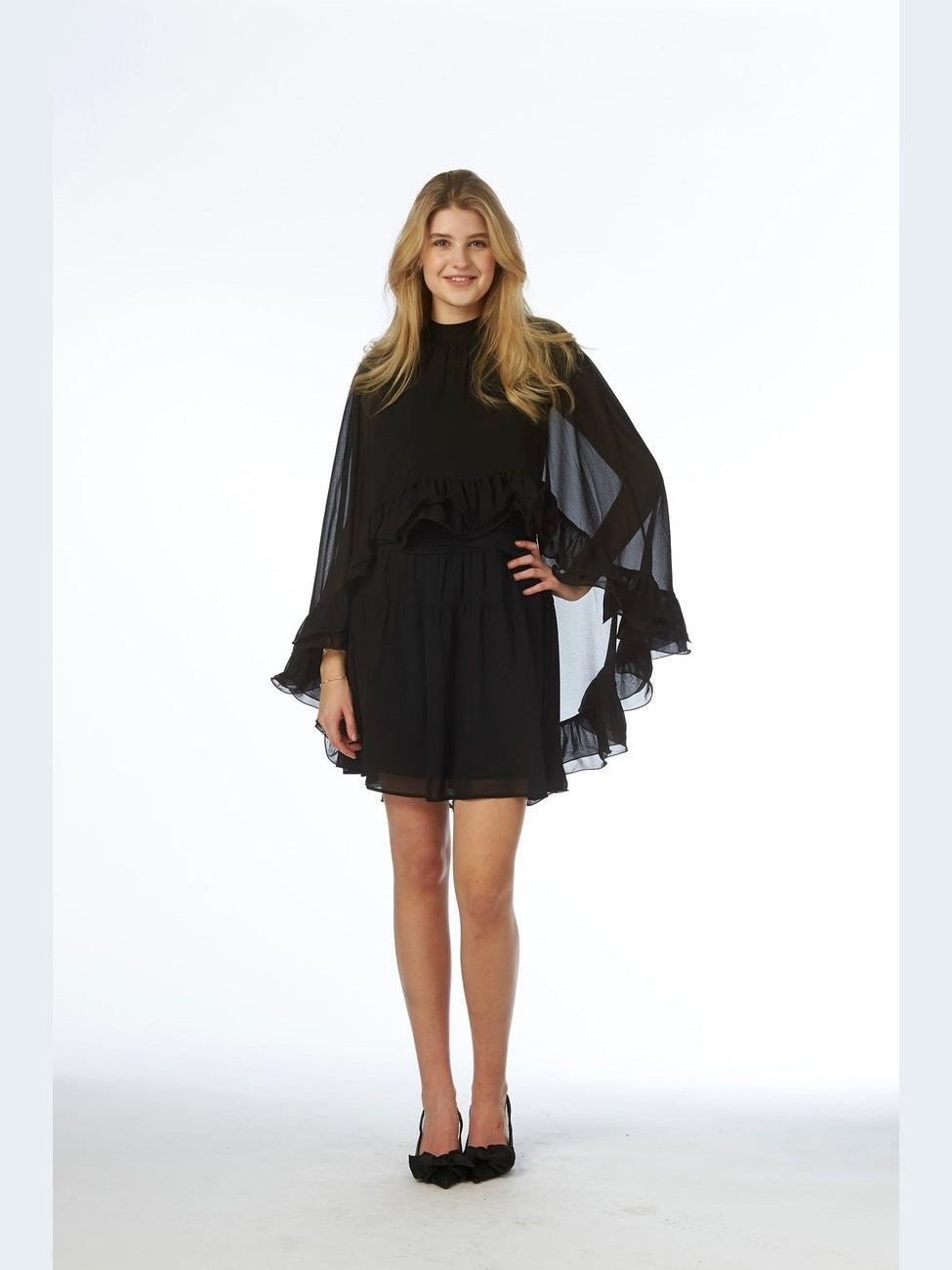 Helena Short Cape Dress - Black
