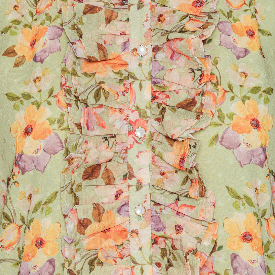 Joy Long Dress - Green flowerprint