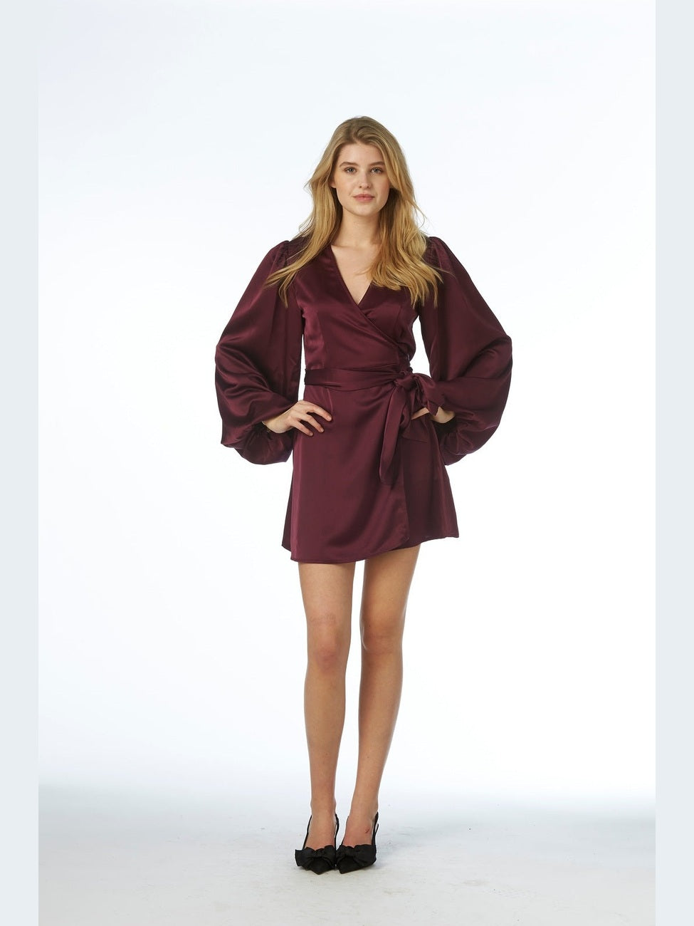 Locki Satin Dress - Maroon