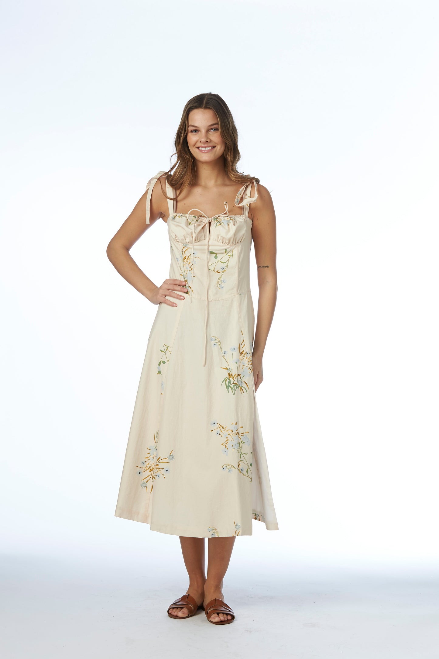 Petra Long Dress - Blue Floral print