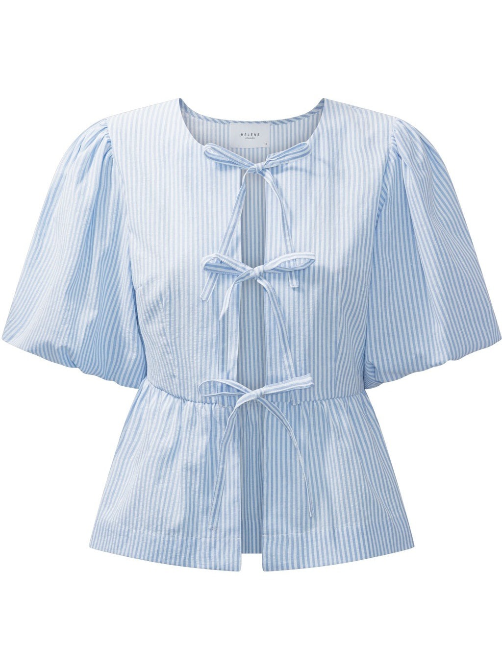 Mya bow bluse - white with blue stripes Helene Studios