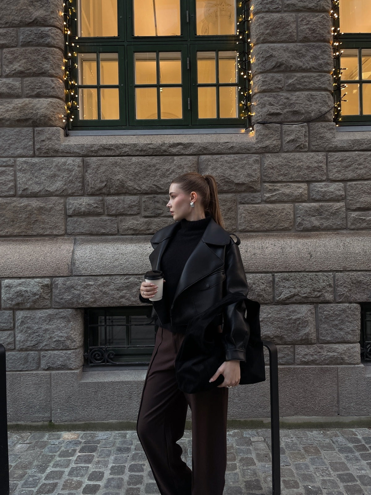 Aurora pu jacket - black Helene Studios