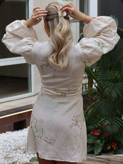 Locki wrap kjole - blue floral print Helene Studios