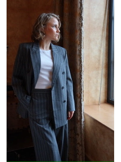 Alma bukse - grey pinstripe Helene Studios