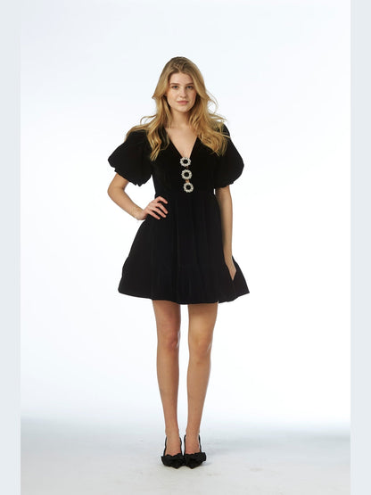 Alba ornament dress - black Helene Studios