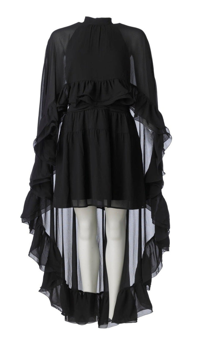 Helena Long Cape Dress - Black Helene Studios
