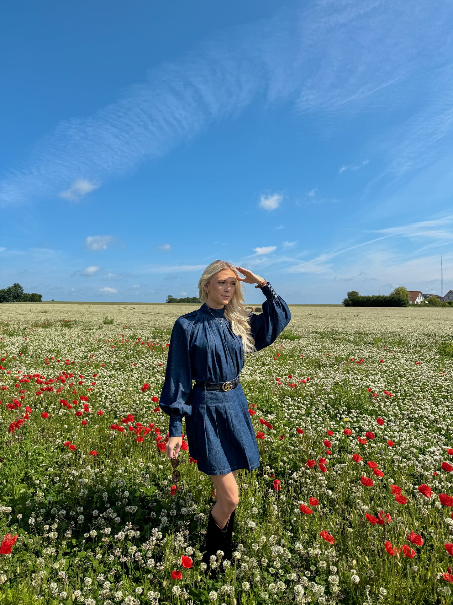 Lina denim blouse - blue denim