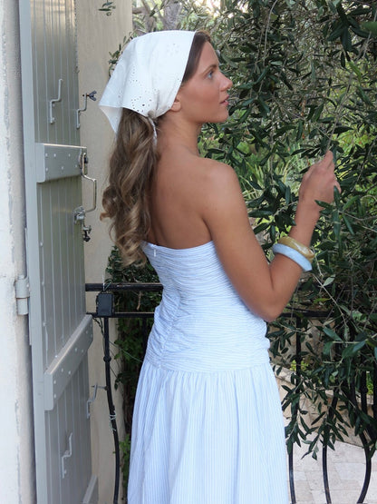 Mya Tube Dress - White with blue stripes Helene Studios