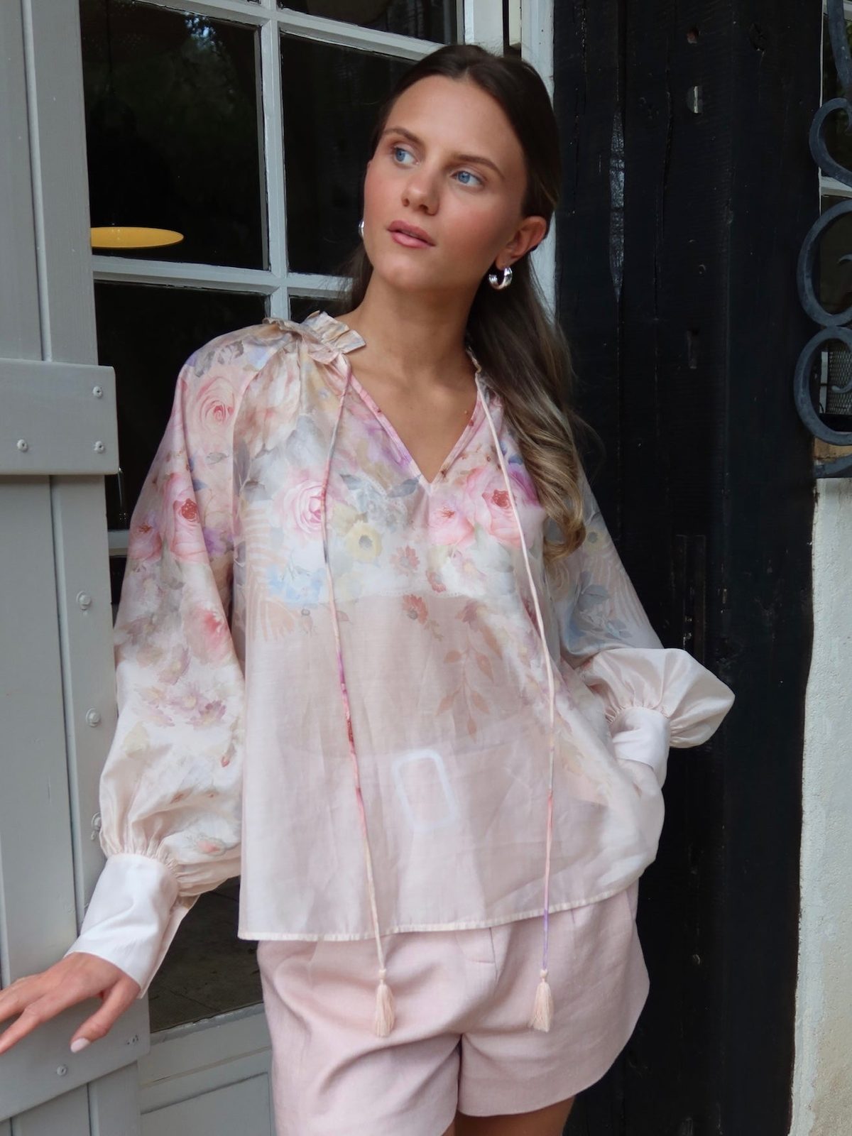 Kendall Bluse - Vintage Rose Print Helene Studios