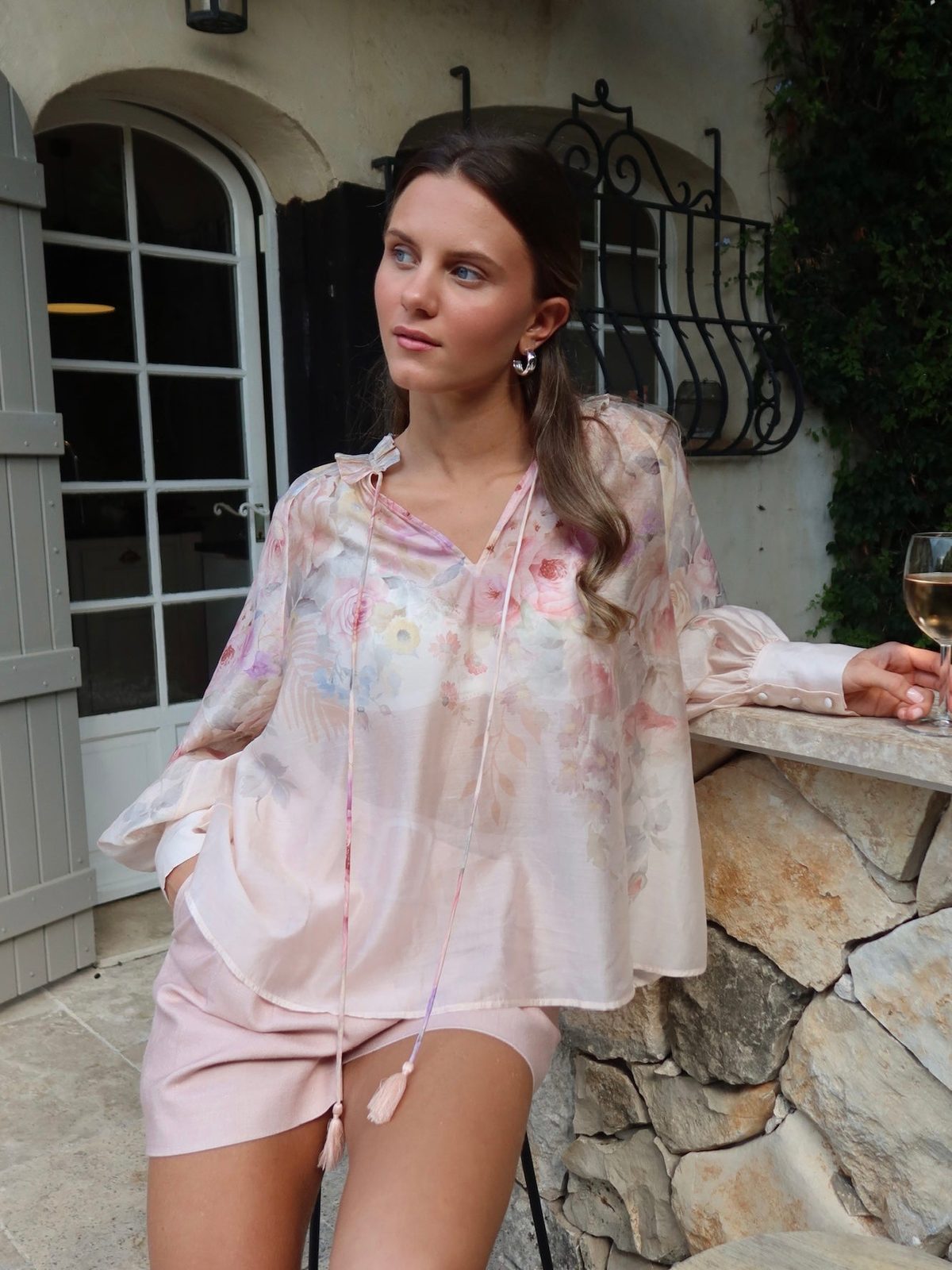 Kendall Bluse - Vintage Rose Print Helene Studios