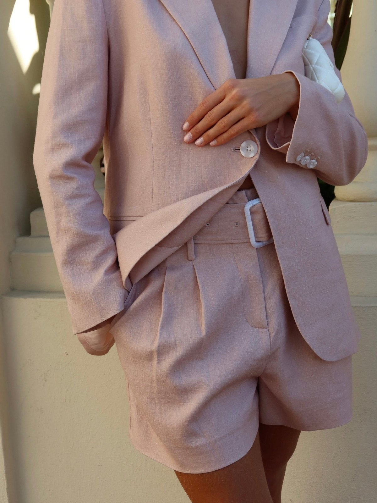 Marie Linen Shorts - Old rose Helene Studios