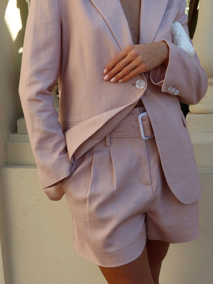 Marie Linen Shorts - Old rose Helene Studios