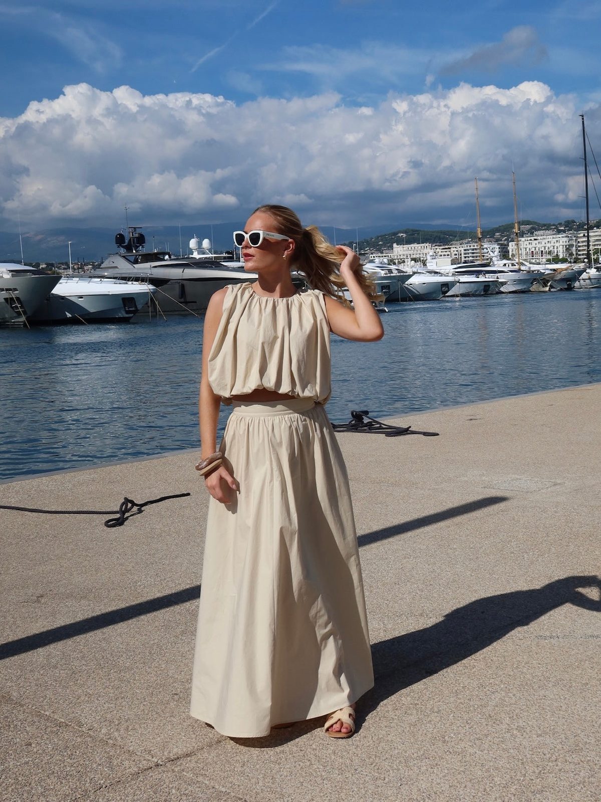 Nanna maxi skjørt - sand Helene Studios