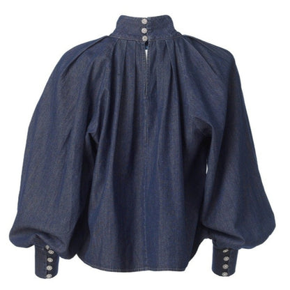Lina denim blouse - blue denim Helene Studios