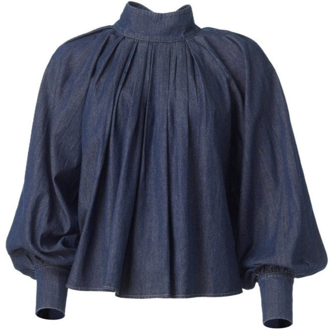 Lina denim blouse - blue denim Helene Studios