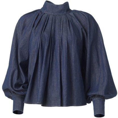 Lina denim blouse - blue denim Helene Studios