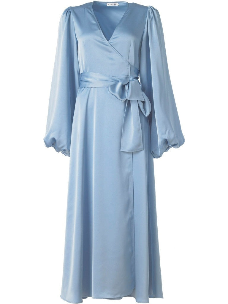 Locki Satin Maxi Kjole - Blue Helene Studios
