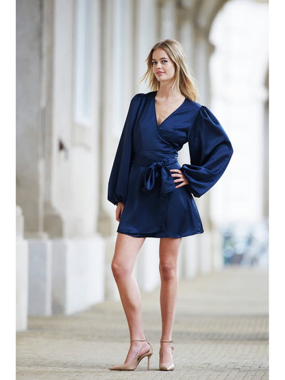 Locki Satin Dress - Navy