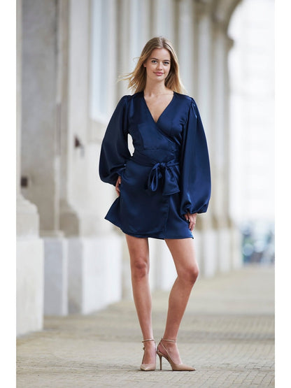 Locki Satin Dress - Navy