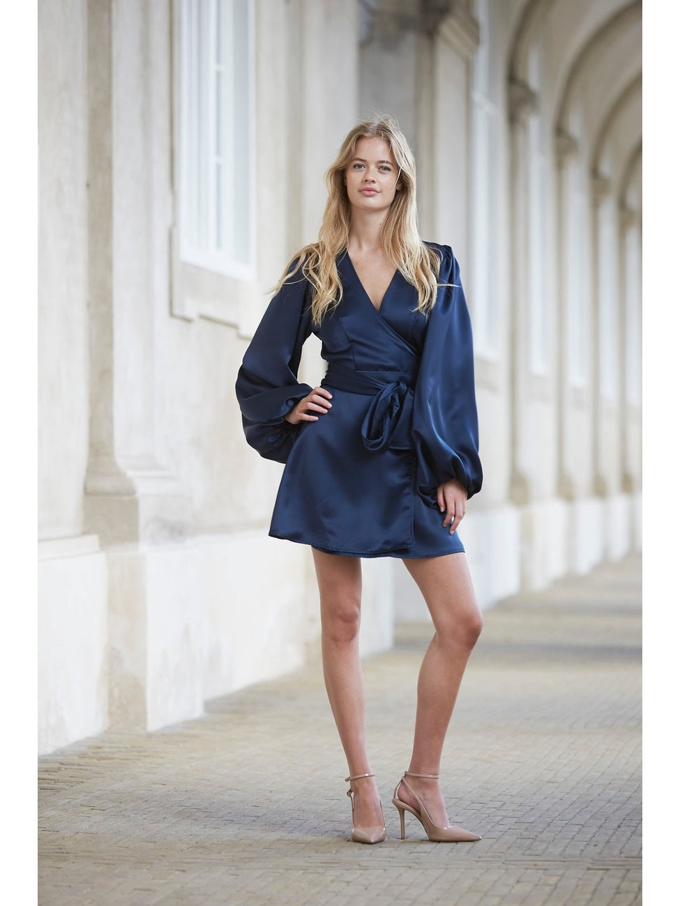 Locki Satin Dress - Navy Helene Studios