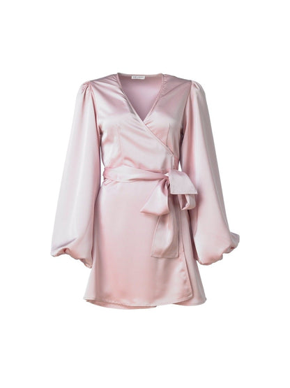 Locki satin wrap kjole - light pink Helene Studios