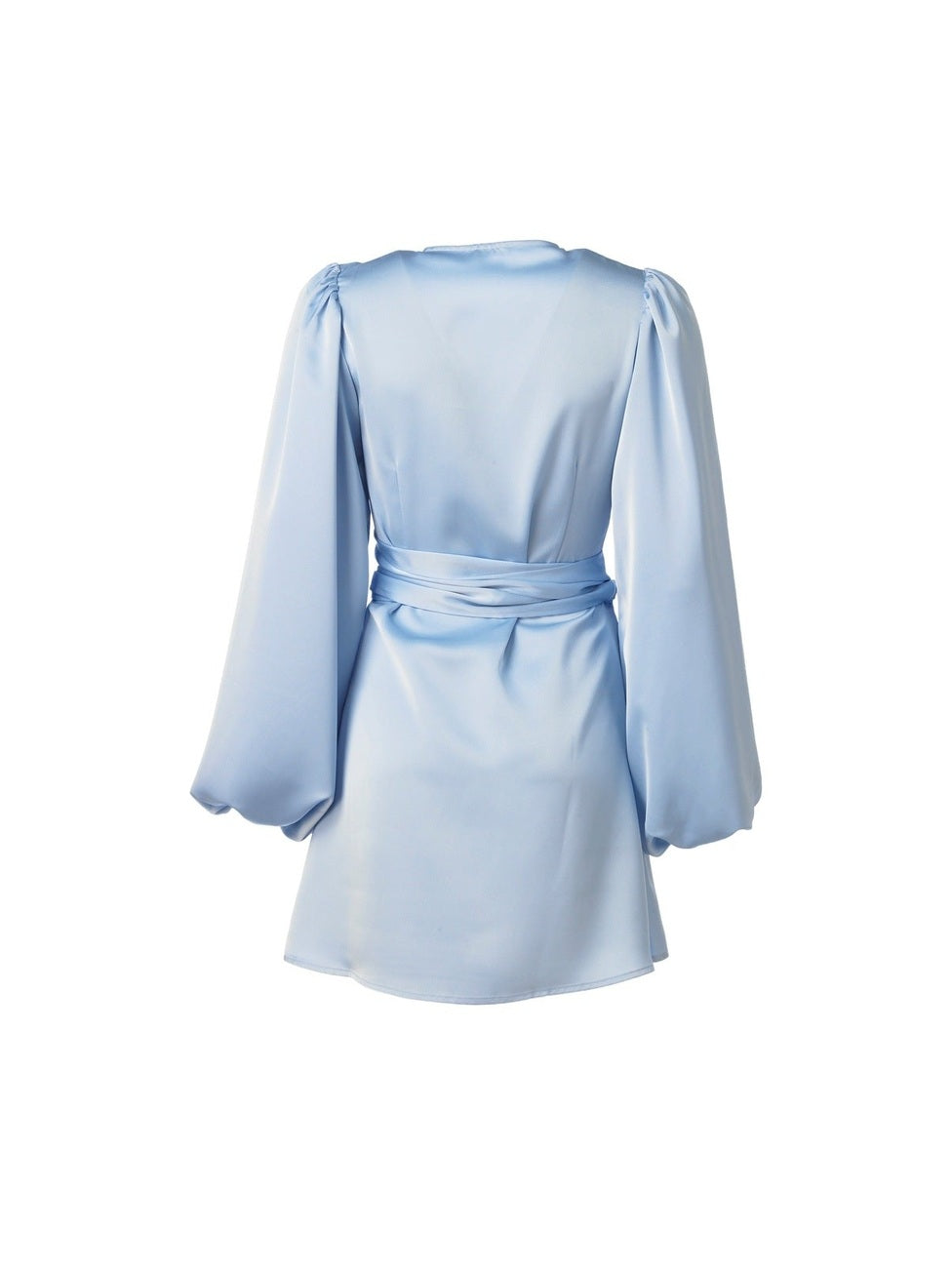 Locki satin wrap kjole - light blue Helene Studios