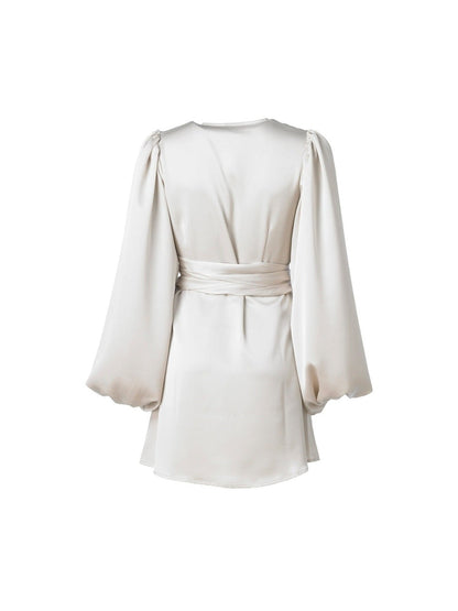 Locki satin wrap kjole - champagne Helene Studios