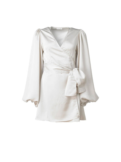 Locki satin wrap kjole - champagne Helene Studios