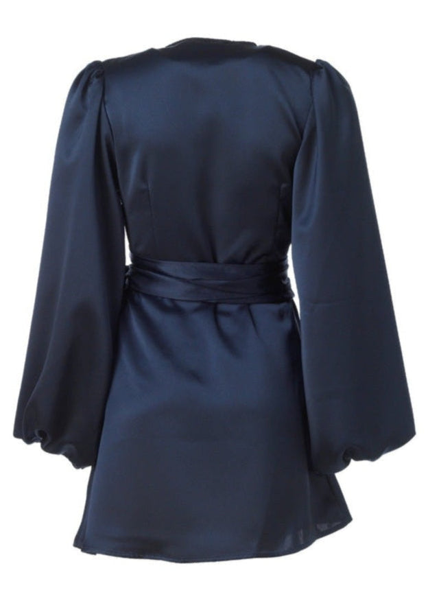Locki Satin Dress - Navy Helene Studios