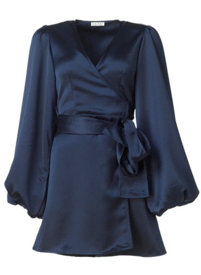 Locki Satin Dress - Navy Helene Studios