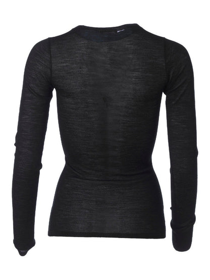 Maggie o neck merino genser - black Helene Studios