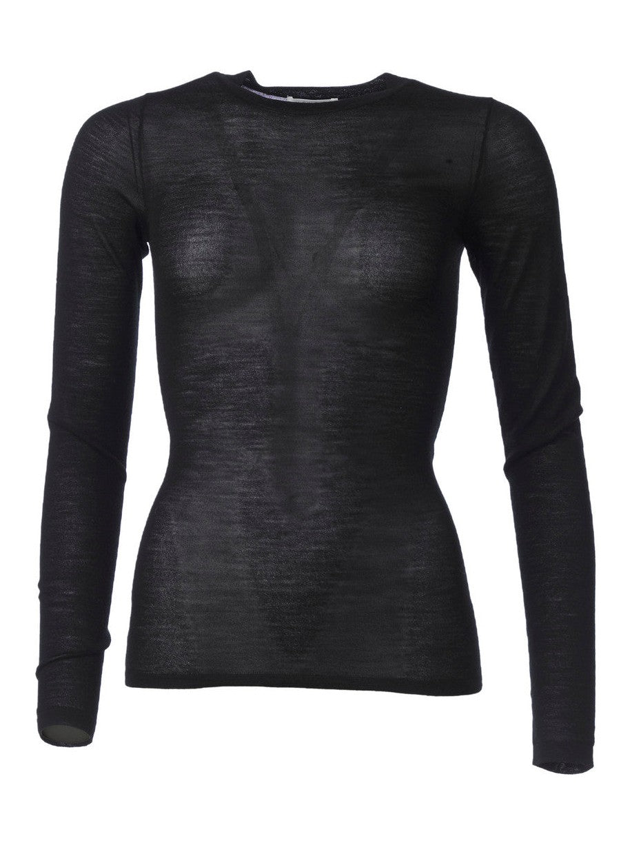 Maggie o neck merino genser - black Helene Studios