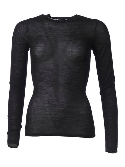 Maggie o neck merino genser - black Helene Studios