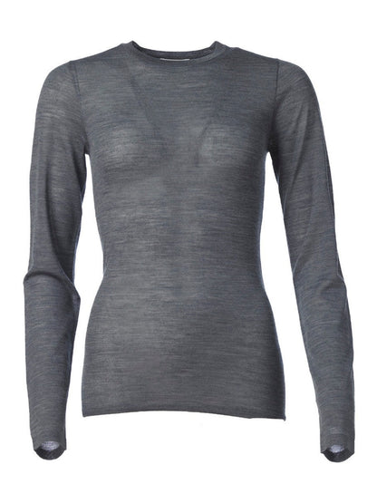 Maggie o neck merino genser - grey Helene Studios
