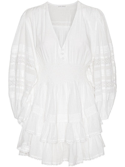 Miri long sleeve kjole - white Helene Studios