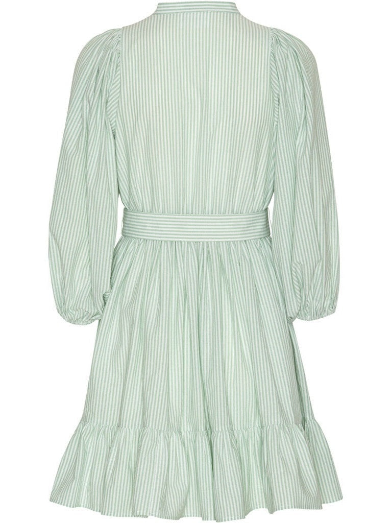 Mya kjole - white with green stripes Helene Studios